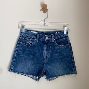 Gap High Rise Cut-Off Denim Shorts, Medium Wash, 25